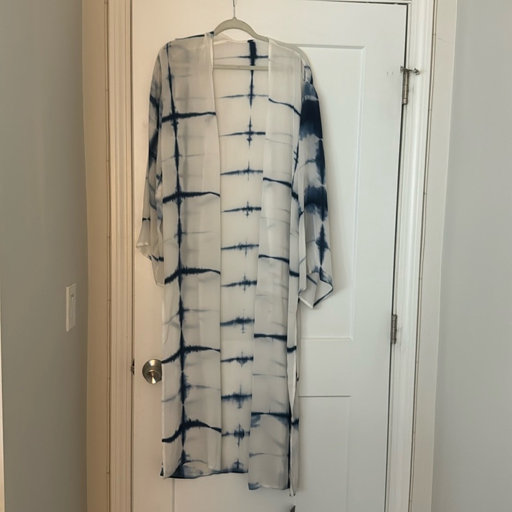 Blue tye-dye swim coverup